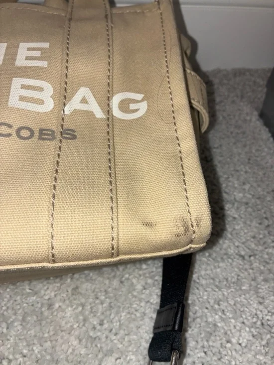 Marc Jacobs Beige Canvas Small Tote Bag with Black Strap - Picture 4 of 9